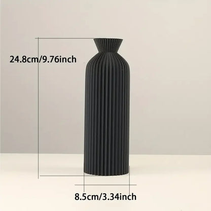 Black Plastic Vase - Stylish Boho Decor Centerpiece - Black-L - Vase