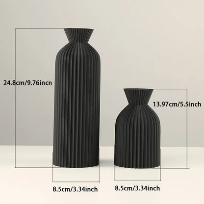 Black Plastic Vase - Stylish Boho Decor Centerpiece - Black-S L - Vase