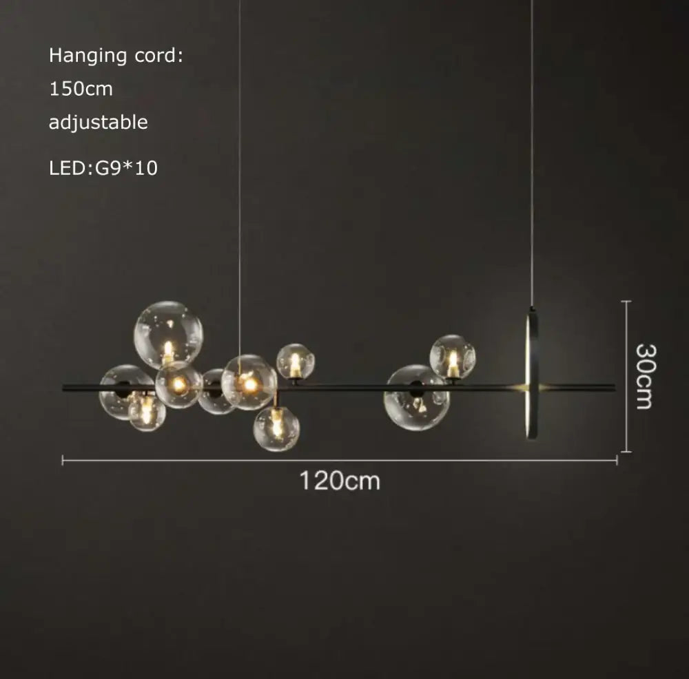 Modern black postmodern bubble glass chandelier with ten clear globes and adjustable 150cm hanging cord for dining room decorbites black postmodern