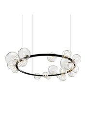 Black postmodern bubble glass chandelier featuring clear globe bulbs designed for dining room decorbites black postmodern