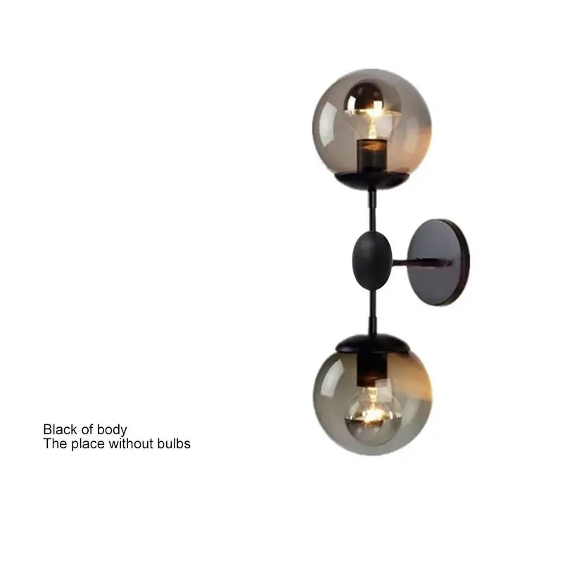 Black postmodern sputnik black metal wall sconce with two smoked glass globes for modern dining room decorbites black postmodern