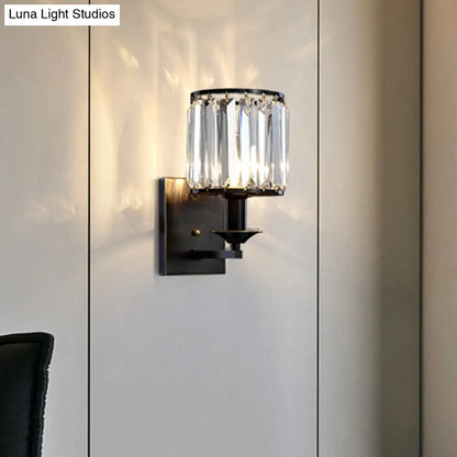 ديكوربايتس™ مصباح حائط كريستالي أسود منشوري - تصميم أسطواني عصري