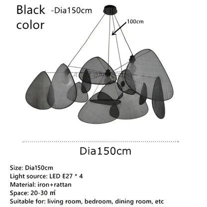 Black iron and rattan ceiling chandelier with four led e27 lights for dining room decorbites black rattan pendant