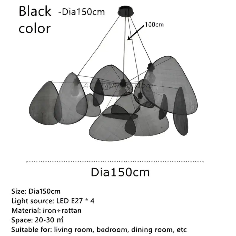 Black iron and rattan ceiling chandelier with four led e27 lights for dining room decorbites black rattan pendant light