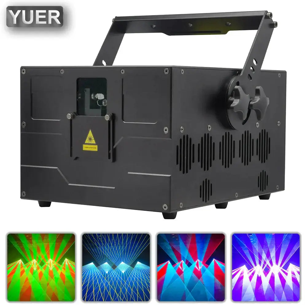 Black rectangular rgb color laser light party room projector with decorbites 20w rgb creating vibrant geometric patterns