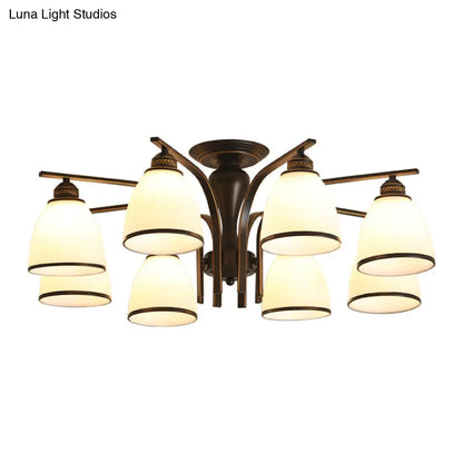 ديكوربايتس™ ديكوربايتس™ مصباح جداري أسود ريترو على شكل جرس مع زجاج مصنفر - ثريا شبه مدمجة لغرفة المعيشة