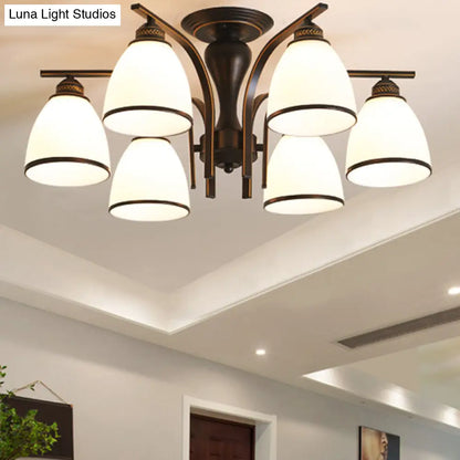 ديكوربايتس™ ديكوربايتس™ مصباح جداري أسود ريترو على شكل جرس مع زجاج مصنفر - ثريا شبه مدمجة لغرفة المعيشة