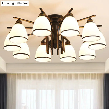 ديكوربايتس™ ديكوربايتس™ مصباح جداري أسود ريترو على شكل جرس مع زجاج مصنفر - ثريا شبه مدمجة لغرفة المعيشة