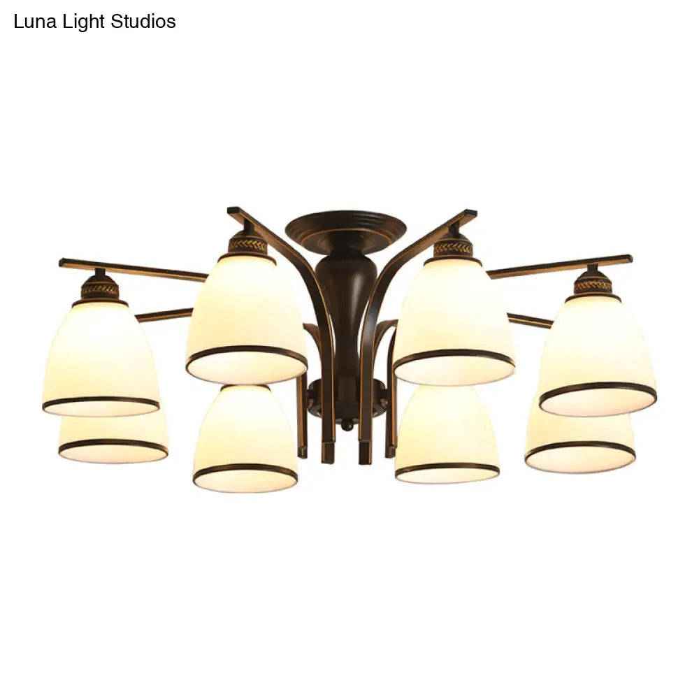 ديكوربايتس™ ديكوربايتس™ مصباح جداري أسود ريترو على شكل جرس مع زجاج مصنفر - ثريا شبه مدمجة لغرفة المعيشة