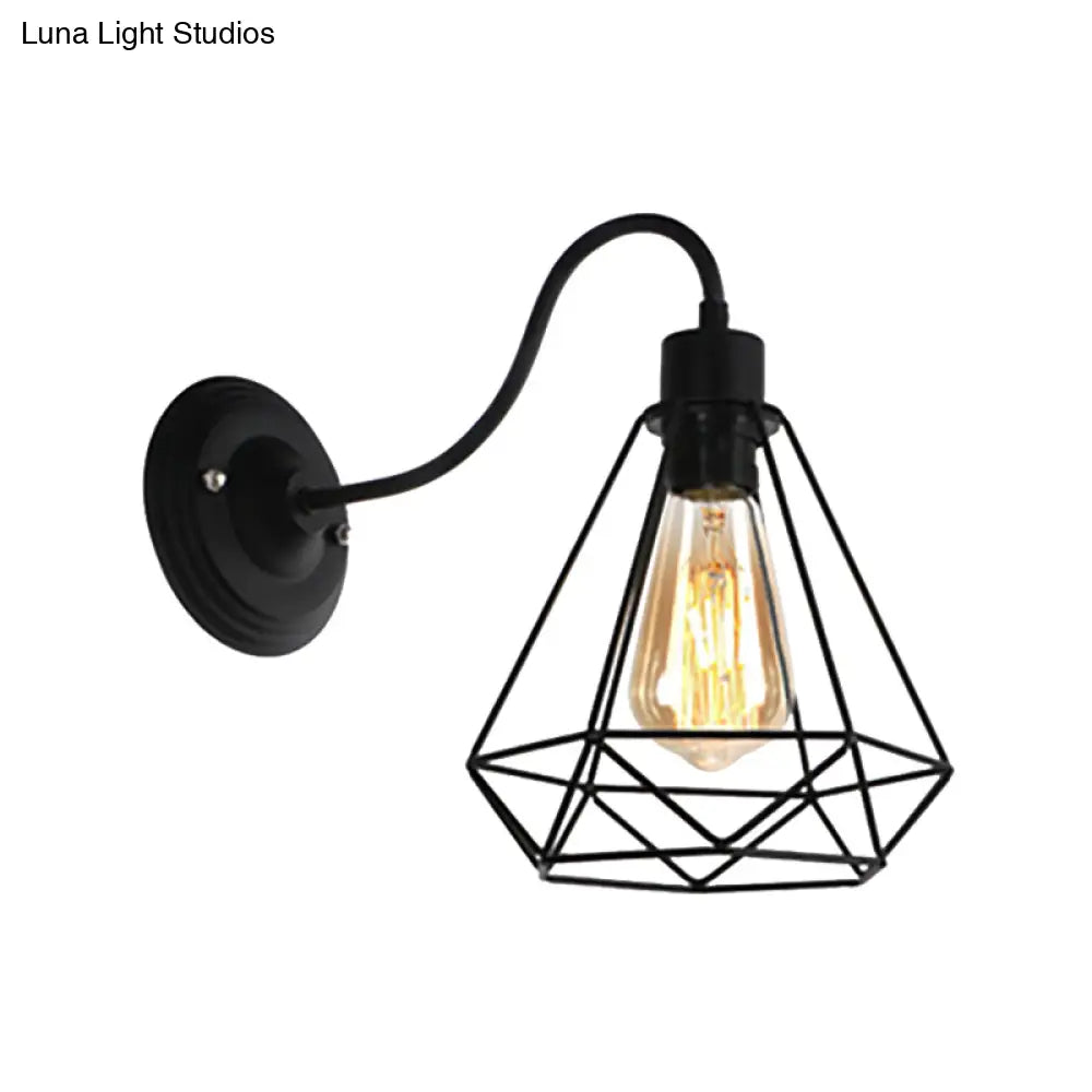 Aplique de pared de metal negro estilo retro con forma de diamante/estrella para cafetería