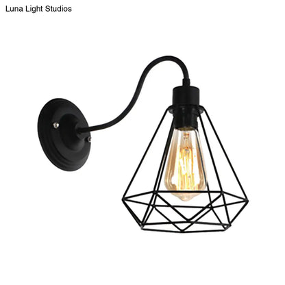 Aplique de pared de metal negro estilo retro con forma de diamante/estrella para cafetería