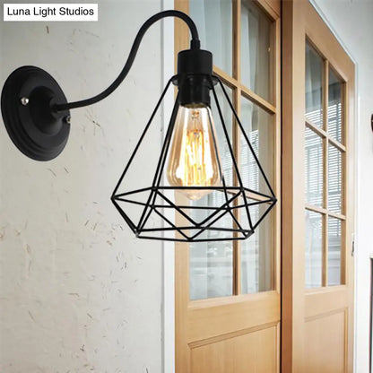 Aplique de pared de metal negro estilo retro con forma de diamante/estrella para cafetería