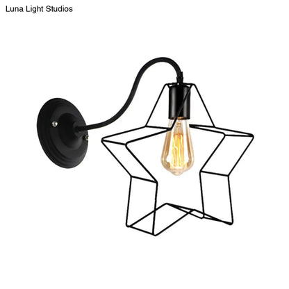 Aplique de pared de metal negro estilo retro con forma de diamante/estrella para cafetería