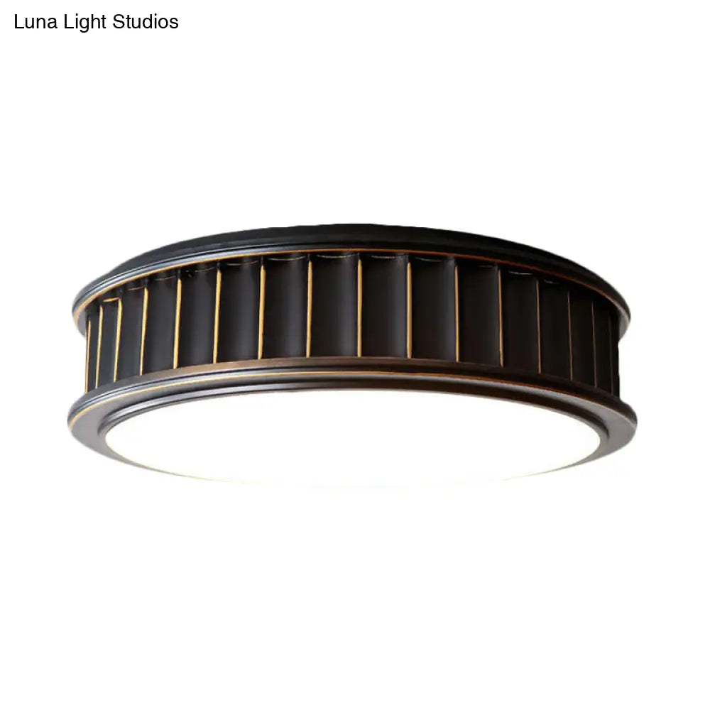 مصباح ديكوربايتس™ دائري مضلع أسود - مصباح سقف LED بسيط مثبت على سطح من الحديد مع إضاءة دافئة