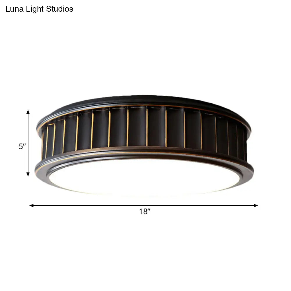 مصباح ديكوربايتس™ دائري مضلع أسود - مصباح سقف LED بسيط مثبت على سطح من الحديد مع إضاءة دافئة