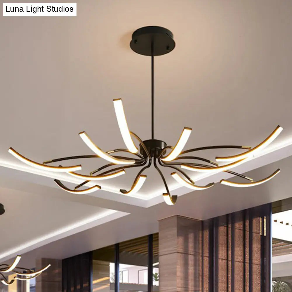 DecorBites™ Black Rotating Stick LED Chandelier: Minimalist Acrylic Hanging Lamp for Dining Room