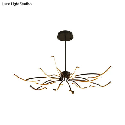 DecorBites™ Black Rotating Stick LED Chandelier: Minimalist Acrylic Hanging Lamp for Dining Room