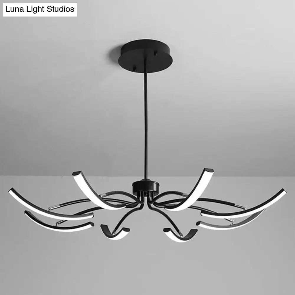 Black Rotating Stick LED Chandelier: Minimalist Acrylic Hanging Lamp for Dining Room