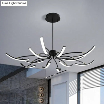 Black Rotating Stick LED Chandelier: Minimalist Acrylic Hanging Lamp for Dining Room