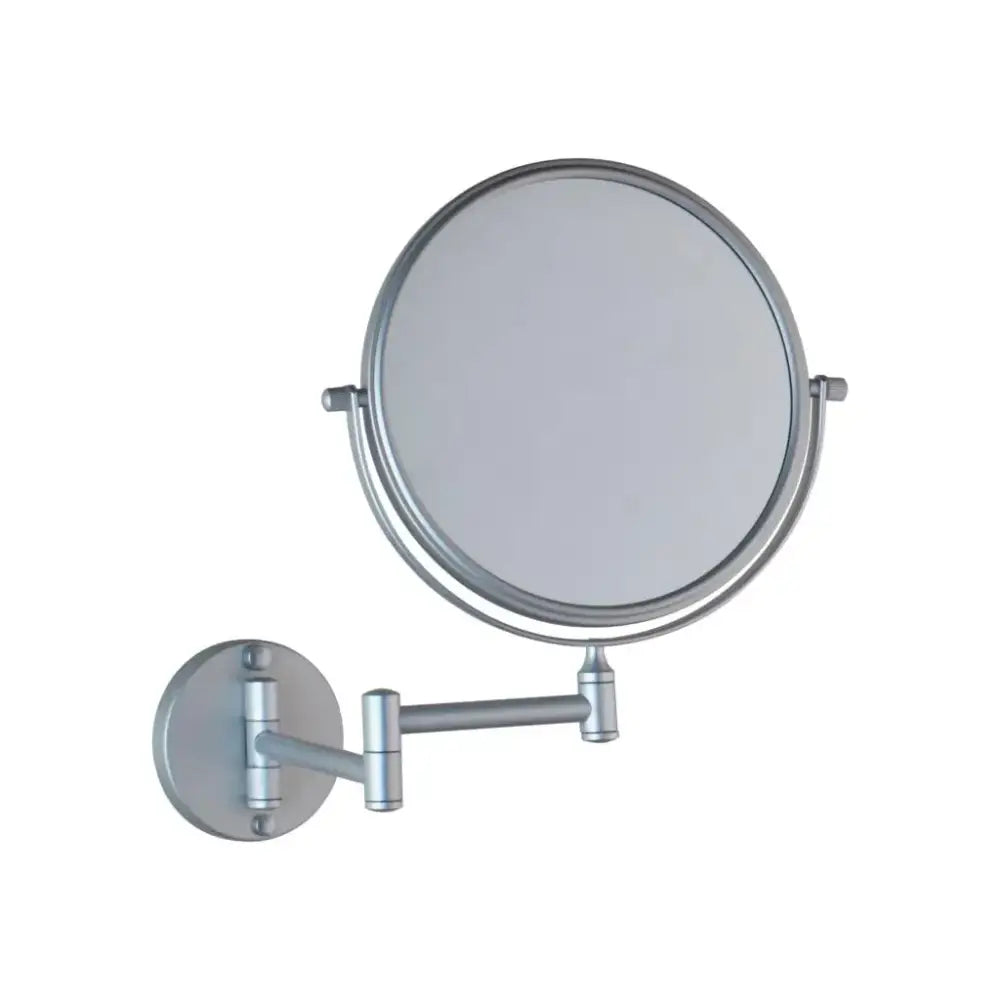 Silver-finished decorbites 3x magnifying wall mounted beauty mirror with sleek articulated arm and circular frame