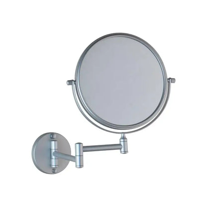 Silver-finished decorbites 3x magnifying wall mounted beauty mirror with sleek articulated arm and circular frame