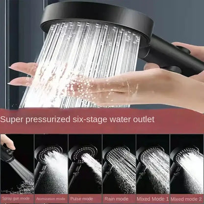 Black round shower head decorbites handheld sprayer with sleek modern design and six high pressure spray modes
