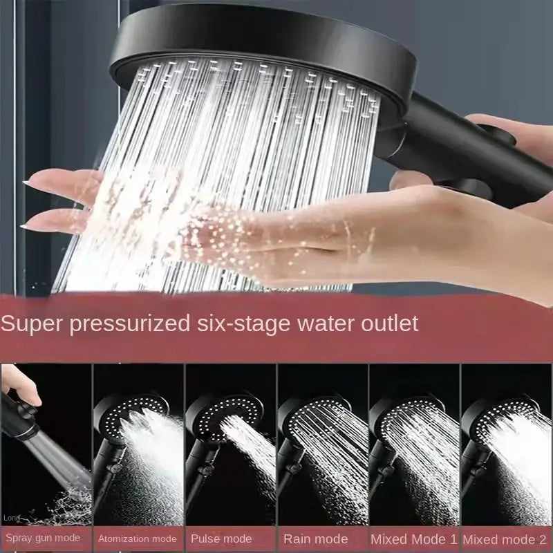 Black round shower head decorbites handheld sprayer with sleek modern design and six high pressure spray modes