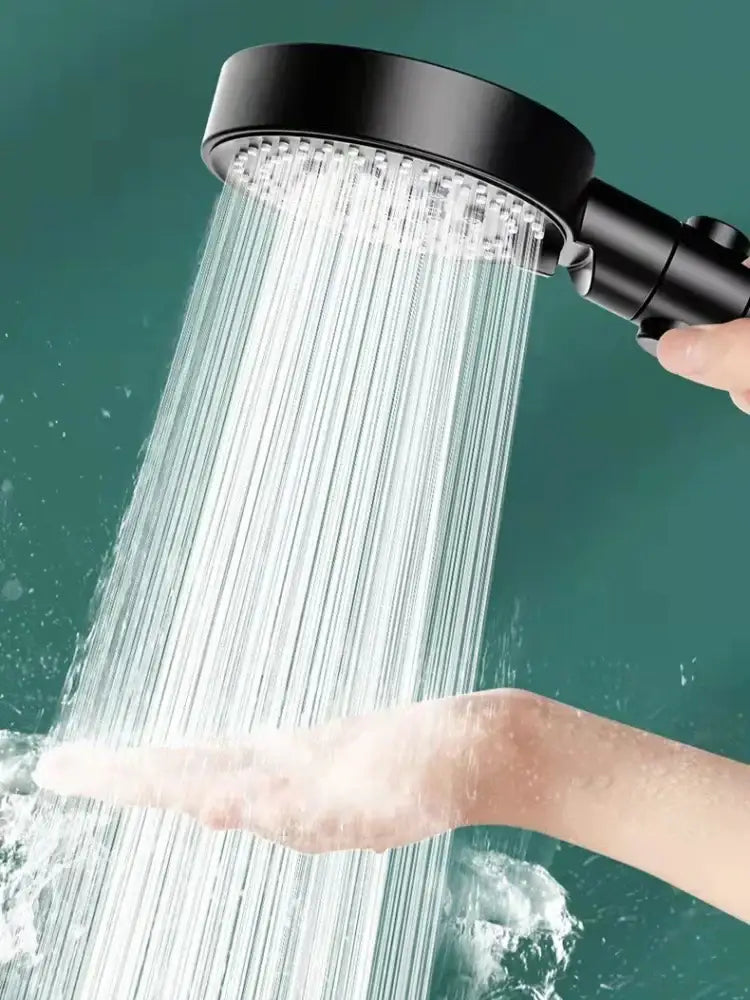 Black round shower head handheld bathroom sprayer by decorbites with six modes and high pressure water stream