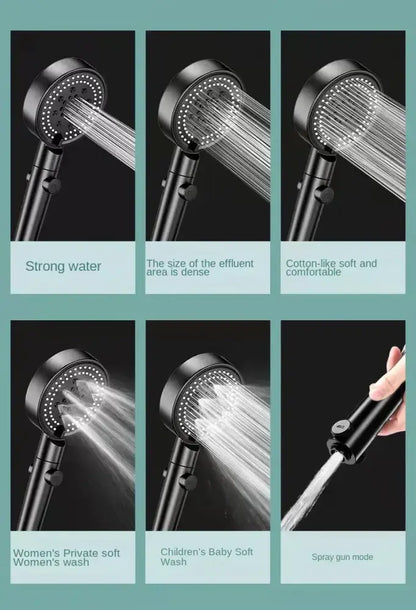Black round shower head decorbites handheld sprayer with six spray modes and detachable nozzle for adjustable flow