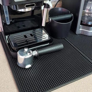 Black rubber raised dot coffee bar cup mats by decorbites designed for kitchen drain and beverage use