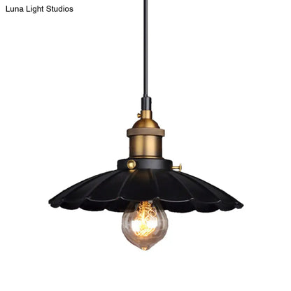 Black Scalloped Metal Pendant Lighting for Farm-Styled Coffee Shops