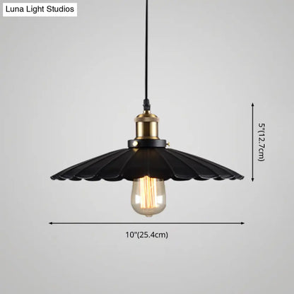 Black Scalloped Metal Pendant Lighting for Farm-Styled Coffee Shops