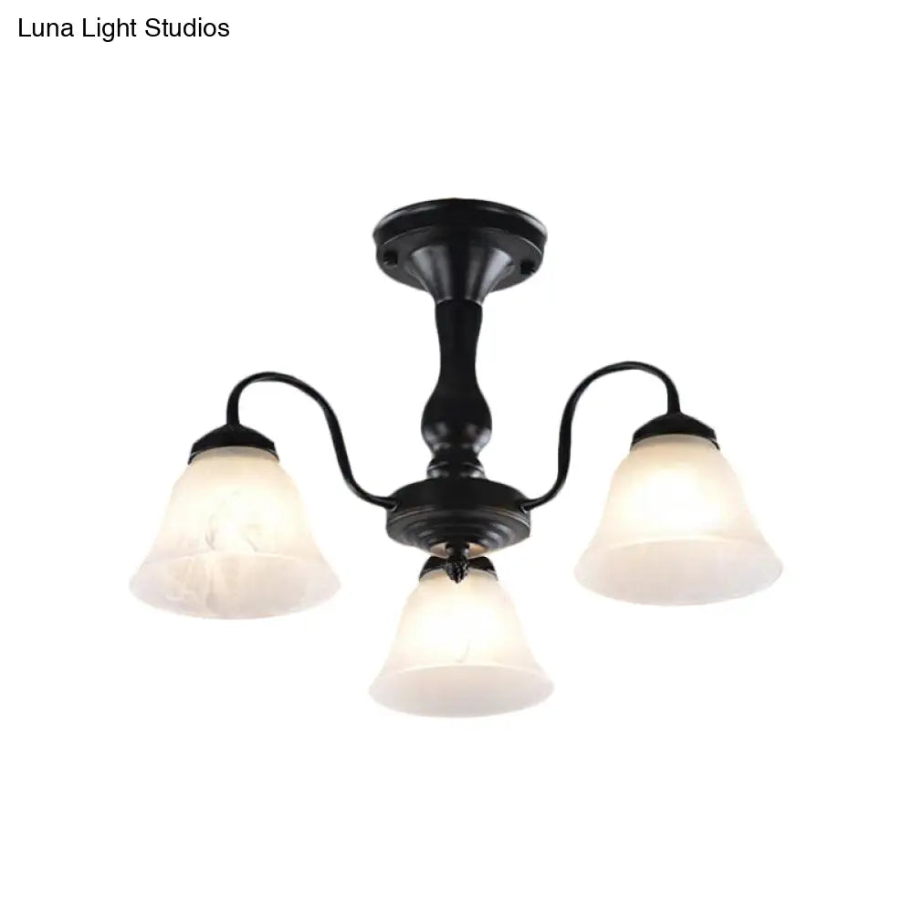 DecorBites™ Black Semi Flush Light with Frosted Glass Bell Shades - Ideal for Living Room Ceiling Mount