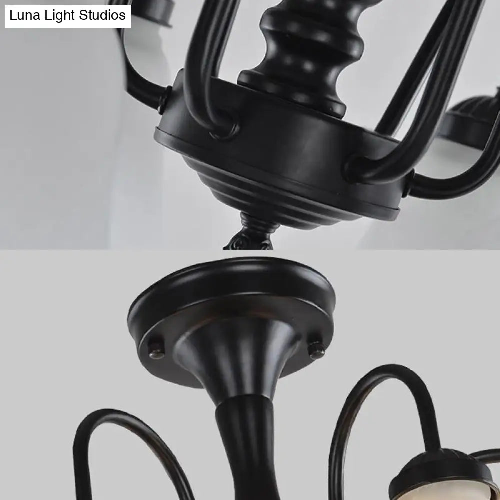 DecorBites™ Black Semi Flush Light with Frosted Glass Bell Shades - Ideal for Living Room Ceiling Mount