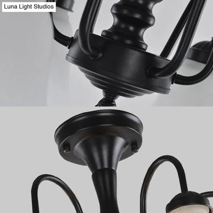 DecorBites™ Black Semi Flush Light with Frosted Glass Bell Shades - Ideal for Living Room Ceiling Mount