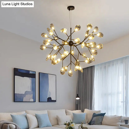 Black Smoked Glass LED Firefly Chandelier Pendant Light with Minimalist Design