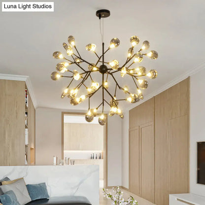 Black Smoked Glass LED Firefly Chandelier Pendant Light with Minimalist Design