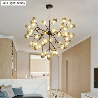 Black Smoked Glass LED Firefly Chandelier Pendant Light with Minimalist Design