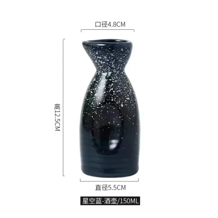 A sleek black speckled ceramic wine sake bottle with tapered neck from decorbites ceramic wine set for dining room