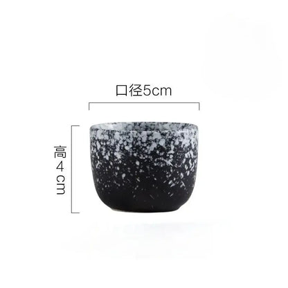 Black speckled ceramic wine sake cup 5cm diameter 4cm height from decorbites ceramic wine sake set with heater