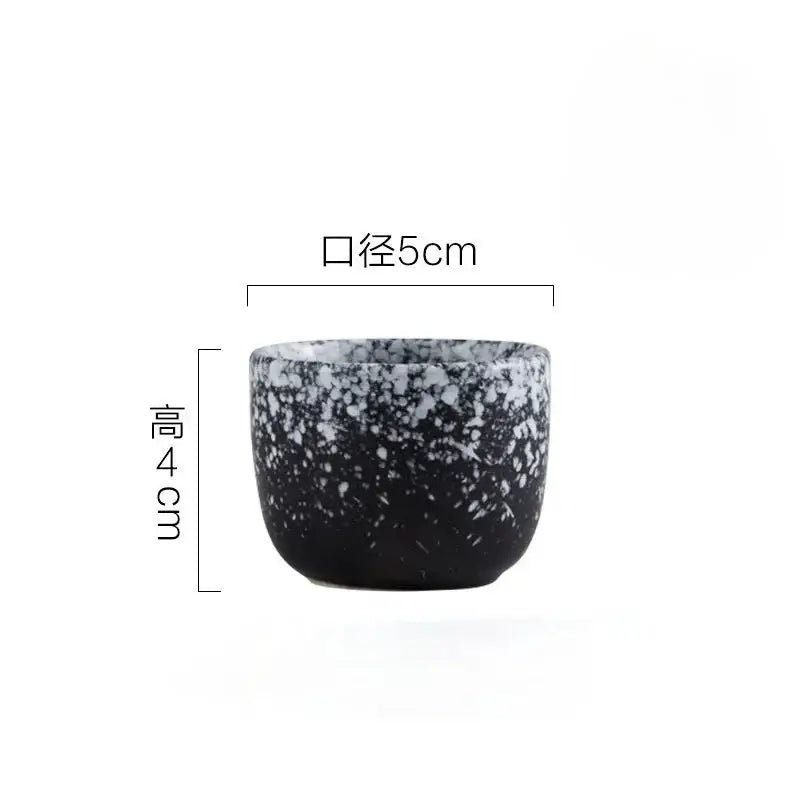 Black speckled ceramic wine sake cup 5cm diameter 4cm height from decorbites ceramic wine sake set with heater