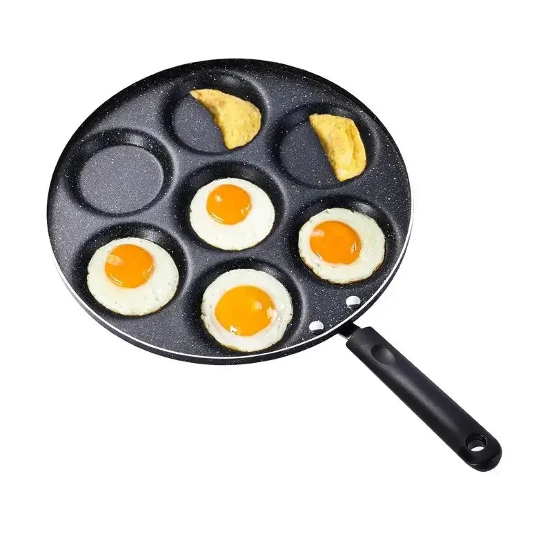 Black speckled non-stick decorbites breakfast egg pan with six sections for cooking eggs and crescent-shaped foods