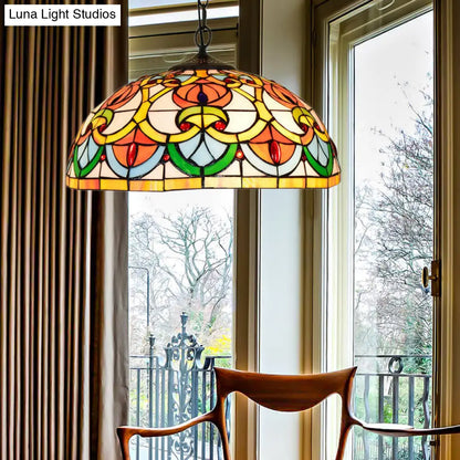 Black Stained Glass Bowl Pendant Light – Tiffany Style – Living Room