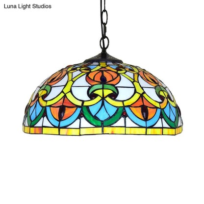 Black Stained Glass Bowl Pendant Light – Tiffany Style – Living Room