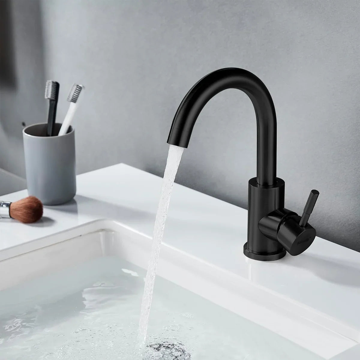 Black Stainless Steel Bathroom Faucet - Single Handle