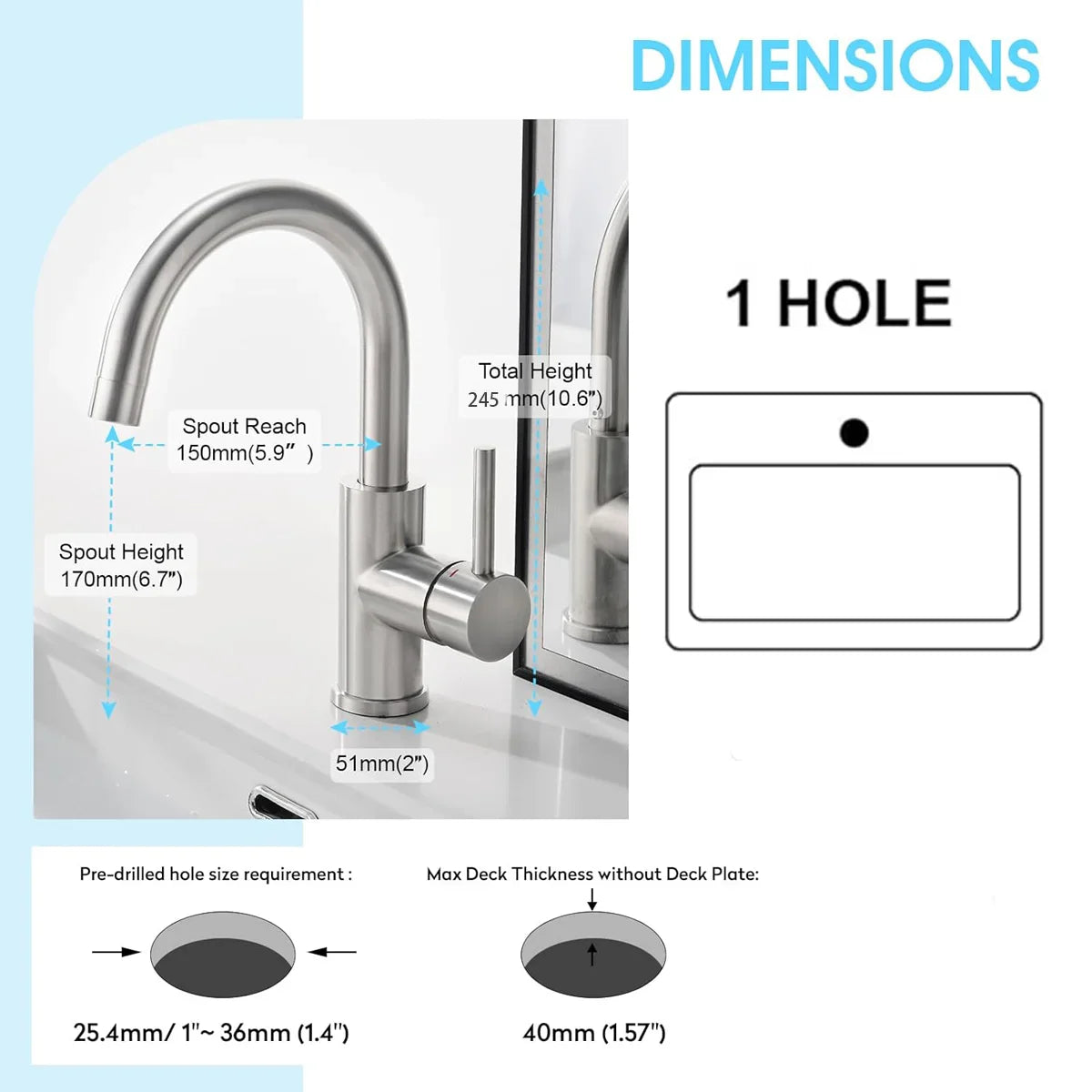 Black Stainless Steel Bathroom Faucet - Single Handle
