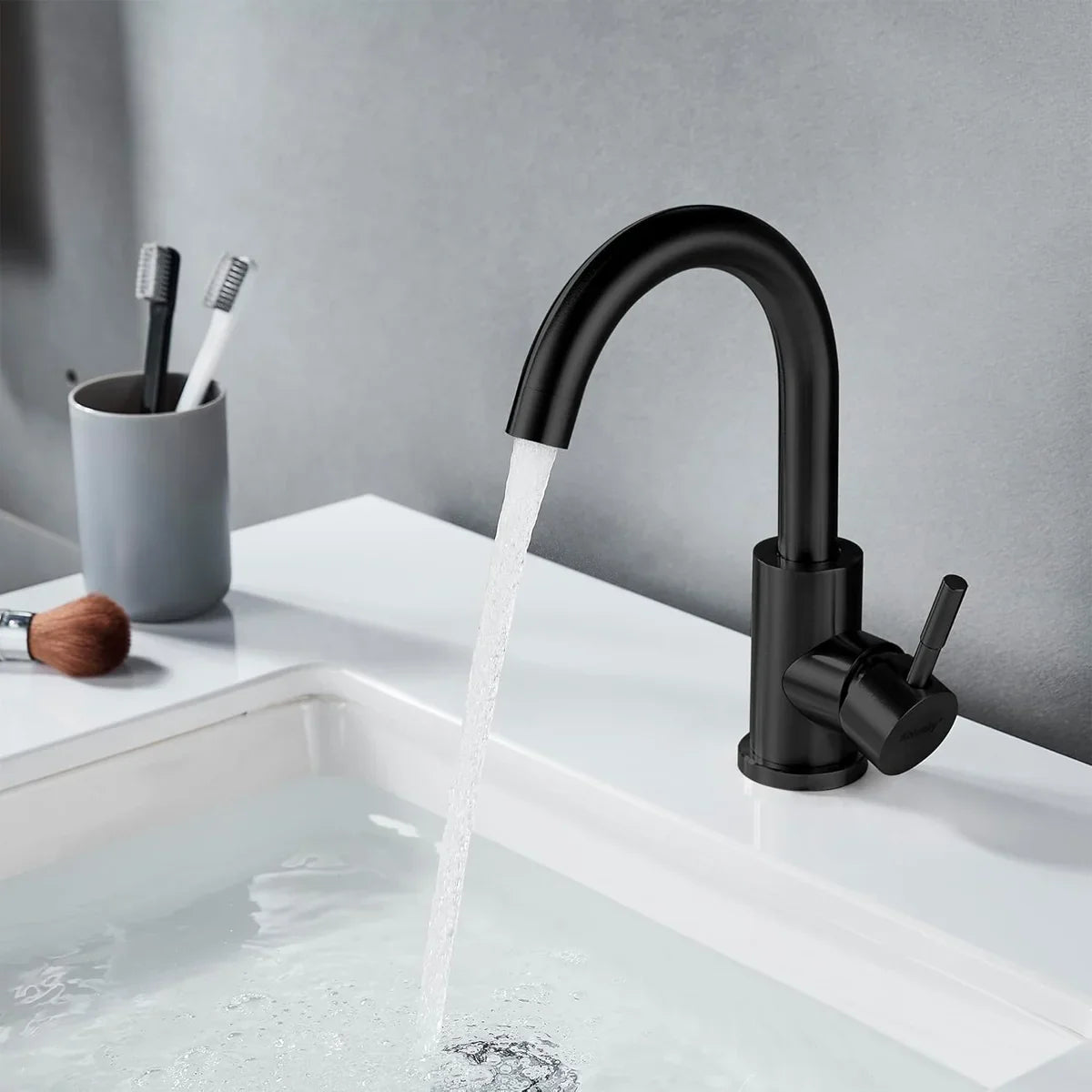 Black Stainless Steel Bathroom Faucet - Single Handle