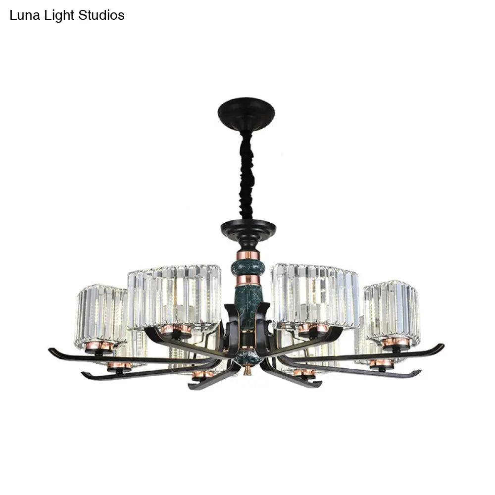 مصباح كريستالي أسود معلق على شكل نجمة: ثريا أنيقة لغرفة المعيشة، 6/8 لمبات
