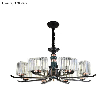 مصباح كريستالي أسود معلق على شكل نجمة: ثريا أنيقة لغرفة المعيشة، 6/8 لمبات