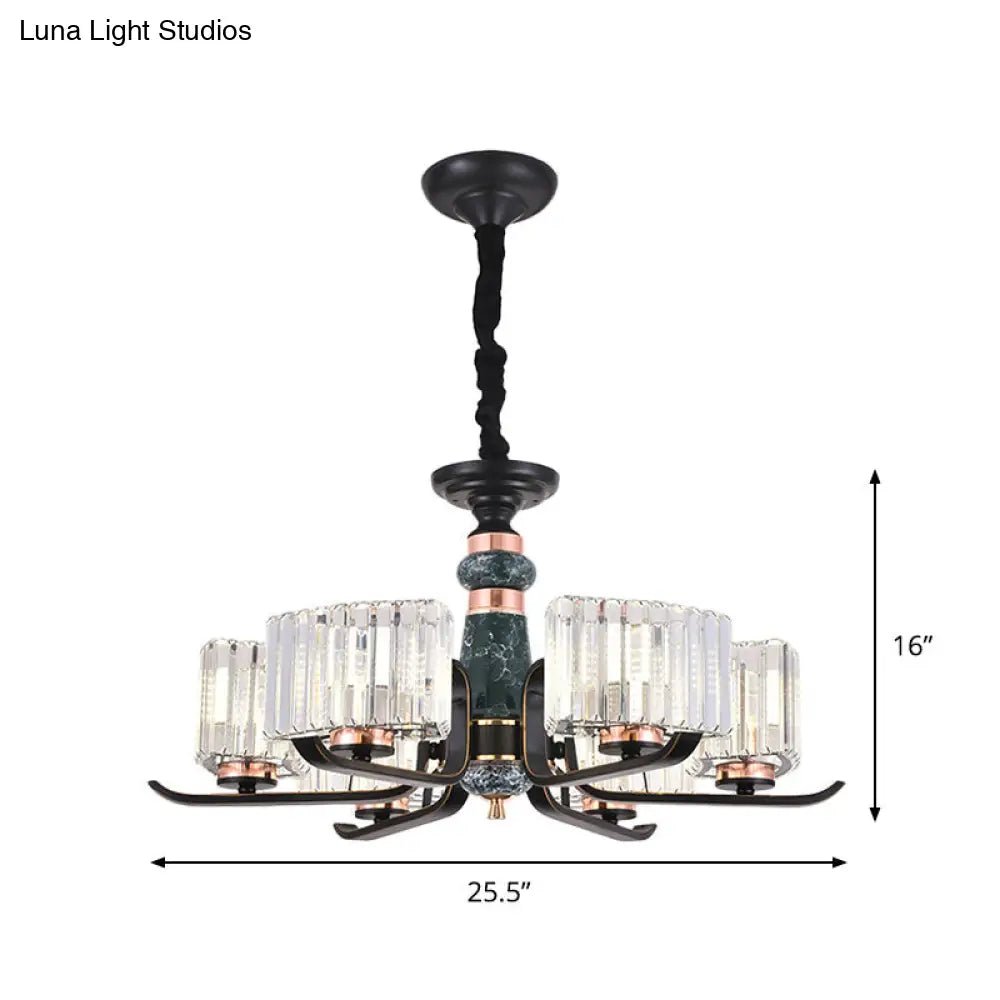 مصباح كريستالي أسود معلق على شكل نجمة: ثريا أنيقة لغرفة المعيشة، 6/8 لمبات